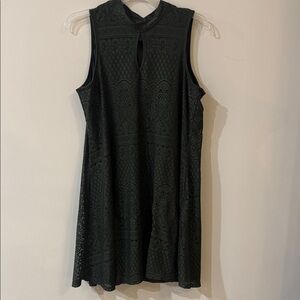 J. Gee Olive Green Lace Sleeveless Tunic Top 1X Boho Keyhole Neck